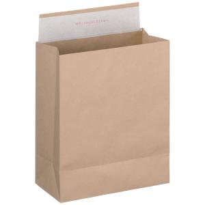 「現場のチカラ」 スーパーバッグ 紙製宅配袋 マチ広タイプ 茶 （小） 封緘シール付 1パック（10枚入）  オリジナル