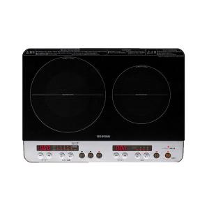 【アウトレット】アイリスオーヤマ　2口　IHコンロ　1400W　スタンド付　タイマー付　コンロ　黒　1台　IHK-W12S-B