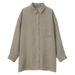 【SALE】 無印良品 フレンチリネン洗いざらしワイドシャツ M〜L グレイッシュブラウン 良品計画