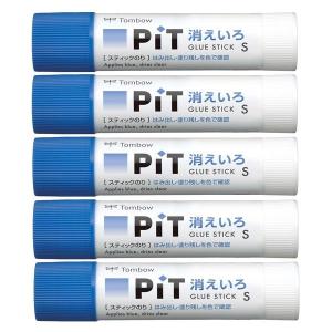 スティックのり（固形のり）　PIT　消えいろピットS　乾くと色が消える　PT-TC　5本　トンボ鉛筆｜LOHACO by アスクル