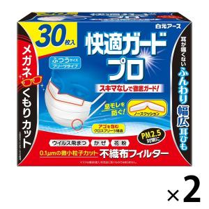 大容量 白元アース 快適ガードプロ プリーツタイプ ふつうサイズ 1セット（30枚入×2箱）｜LOHACO by ASKUL