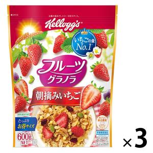 【アウトレット】ケロッグ フルーツグラノラ 朝摘みいちご　徳用袋 600g  1セット（3袋）シリアル