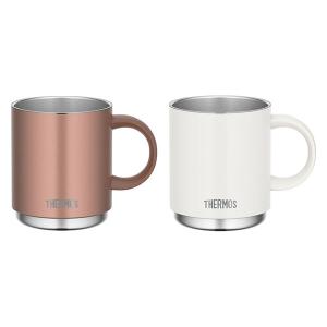 【お得セット】 サーモス（THERMOS）真空断熱マグカップ350ml ブロンズ＆ホワイト ペアお得セット 食洗機対応 JDS-350