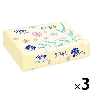 ティッシュペーパー　保湿　110組＋10組　クリネックス ローション 肌うるる ソフトパック しっとりなめらかコンパクト　1セット（3パック）