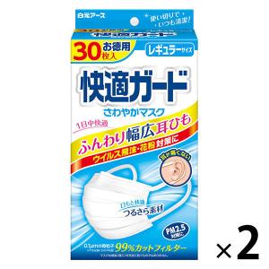 快適ガード さわやかマスク レギュラーサイズ 1セット（30枚入×2箱） 白元アース