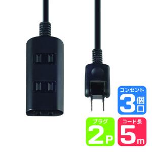 【アウトレット】朝日電器　タップ　扉付タップラン3P　5m　BK　1個　WBT-N3050B　電源タップ　コンセント　延長コード