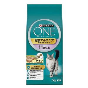 【ワゴンセール】ピュリナワン 健康マルチケア 11歳以上 チキン 750g（小分け375g×2袋）キャットフード ドライ