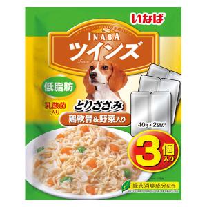 いなば ツインズ とりささみ 鶏軟骨・野菜入り 乳酸菌入 3個入り（40g×2袋）1袋