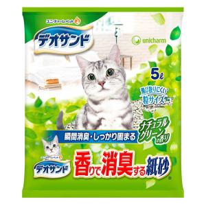 デオサンド 猫砂 香りで消臭する紙砂 ナチュラルグリーンの香り 5L 1袋 ユニ・チャーム
