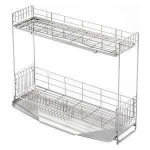 【ワゴンセール】 シンクサイド幅の広がる2段水切り 15×57cm 1306081 1個 ヨシカワ 水切りかご 【送料無料】