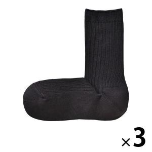 無印良品 足なり直角 リブ編み 靴下 婦人 23〜25cm 黒 1セット（3足組） 良品計画
