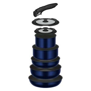 サーモス ガス火専用 取っ手のとれるフライパン 8点セットEA Dブルー
