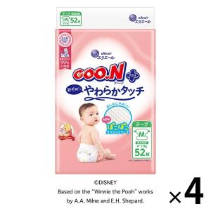 グーンプラス おむつ テープ Mサイズ（6〜11kg） 1セット（56枚入×4パック） 敏感肌設計 男女共用 大王製紙｜LOHACO by ASKUL