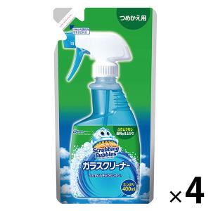 スクラビングバブル ガラスクリーナー 液体スプレー 詰め替え用 400ml 1セット(4個) ガラス用洗剤 窓ガラス ジョンソン｜LOHACO by アスクル