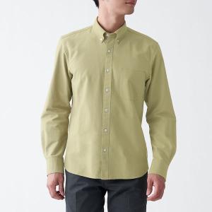 【SALE】 無印良品 洗いざらしオックスボタンダウンシャツ 紳士 L ライトグリーン 良品計画