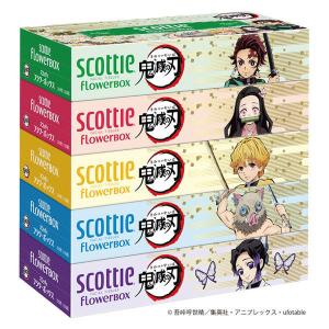ティッシュペーパー 160組（5個入） スコッティティッシュ フラワー 鬼滅の刃 1パック 日本製紙クレシア