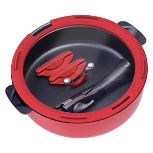 ToMay （トゥーメイ） フライパンにも鍋にもなる 取っ手の取れる 卓上鍋 24cm 深型 IH対応 レッド 和平フレイズ｜LOHACO by アスクル