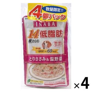 【アウトレット】いなば ドッグフード 14歳からの低脂肪 とりささみ＆温野菜 1個80g 1セット（16パック：4個パック×4）