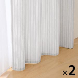 無印良品 再生ポリエステル使い ノンプリーツカーテン 幅１００×丈１０５ｃｍ用 グレーストライプ 1セット（1枚×2） 良品計画｜LOHACO by アスクル