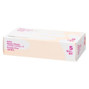 アスクル　プラスチックグローブ　薄手　パウダーフリー（粉なし）　Sサイズ　使い捨て手袋　1箱（100枚入） オリジナル｜LOHACO by アスクル