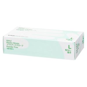 アスクル　プラスチックグローブ　薄手　パウダーフリー（粉なし）　Lサイズ　使い捨て手袋　1箱（100枚入） オリジナル｜LOHACO by アスクル