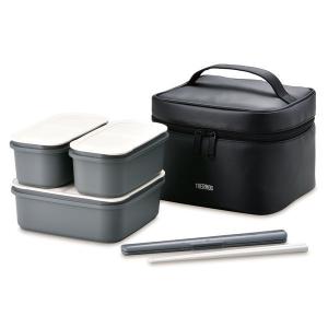 【アウトレット】サーモス（THERMOS） フレッシュランチボックス 2段式 1800ml ブラック DJF-1800 BK 　１個　弁当箱　ECO