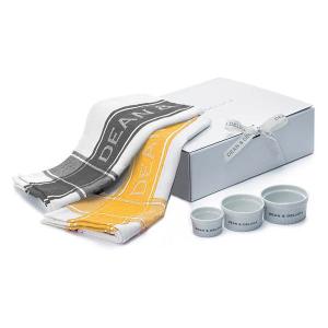 【数量限定・ギフト】 DEAN ＆ DELUCA　ティータオル（イエロー・グレー）＋ココット3種 セット 紙袋付き