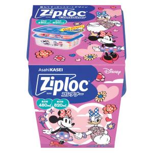 （数量限定）ジップロック コンテナー 食品保存容器 長方形 ディズニー 480ml＆820ml 各1個入 2個セット 旭化成｜LOHACO by アスクル