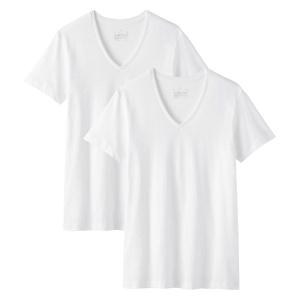 無印良品 メンズ 紳士 脇に縫い目のない ２枚組 Ｖネック半袖Ｔシャツ 紳士Ｌ 白 良品計画｜LOHACO by アスクル