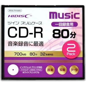 磁気研究所 HIDISC CD-R 音楽用 32倍速 スリムケース HDCR80GMP2TC 1個(2枚)｜LOHACO by アスクル