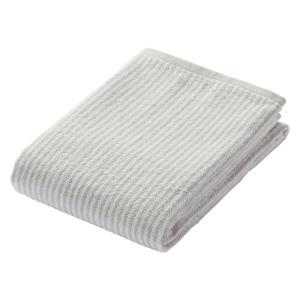 無印良品 ふっくらパイルバスタオル（柄） ６０×１２０ｃｍ ライトグレーストライプ 良品計画｜LOHACO by アスクル