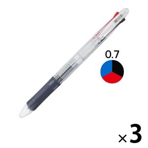 3色ボールペン クリップオン スリム3C 0.7mm 透明軸 B3A5-C ゼブラ 3本｜LOHACO by ASKUL