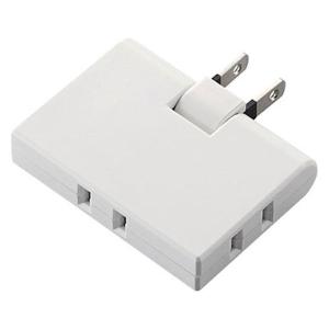 トリプルタップ 電源タップ コンセント スイングプラグ 2ピン 薄型 3個口 分配 白 T-TR03-2300WH エレコム 1個｜LOHACO by アスクル