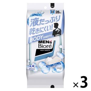 【セール】メンズビオレ ボディシート 全身用 清潔感のある石けんの香り 28枚入 3個 花王 液たっぷり乾きにくい！｜LOHACO by ASKUL