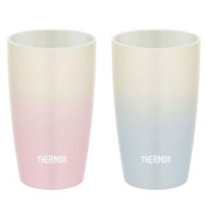 サーモス（THERMOS） 真空断熱タンブラーセット ピンクグラデーション ブルー 陶器風ペアタンブラー マグ カップ