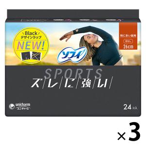 ナプキン 生理用品 ソフィ SPORTS　スポーツ 特に多い昼用 羽なし (260/26cm) 1セット (24枚×3パック)