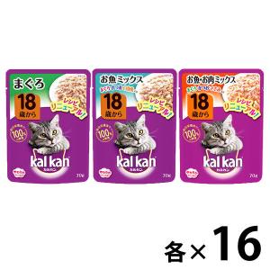 （お得なアソート）カルカン 18歳以上 70g 48袋（3種×各16袋）キャットフード シニア猫 ウェット パウチ