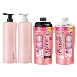 エッセンシャル　ふんわりうるツヤ　シャンプー＆コンディショナー　詰め替え(各340ml) ＋ スマートホルダー　Pink（ピンク） セット 花王｜LOHACO by ASKUL