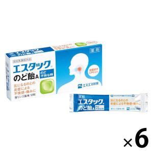 【アウトレット】エスエス製薬 薬用エスタックのど飴A 12粒入 1セット（72粒：12粒入×6箱）【指定医薬部外品】