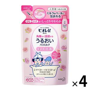 ビオレu 角層まで浸透するうるおいバスミルク ミルクローズの香り 詰め替え 480ml 4本 花王 (にごりタイプ)