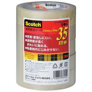 スリーエム(3M) スコッチ 透明粘着テープ 大巻 3インチ 巻芯経76mm 補修 幅24mm×長さ35m 5巻 500-3-2435-5P｜LOHACO by アスクル