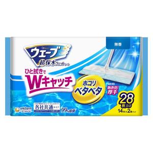 ウェーブ フロアワイパー（フローリングワイパー）用 ウェットシート 超保水 無香 大容量 1パック（28枚入） ユニ・チャーム｜LOHACO by ASKUL