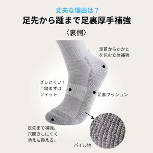 スポーツソックス メンズ 厚手 白 黒 3足 ...の詳細画像5