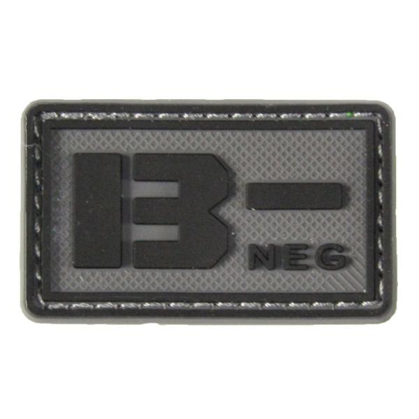 PVCベルクロワッペン 血液型 B- 黒灰