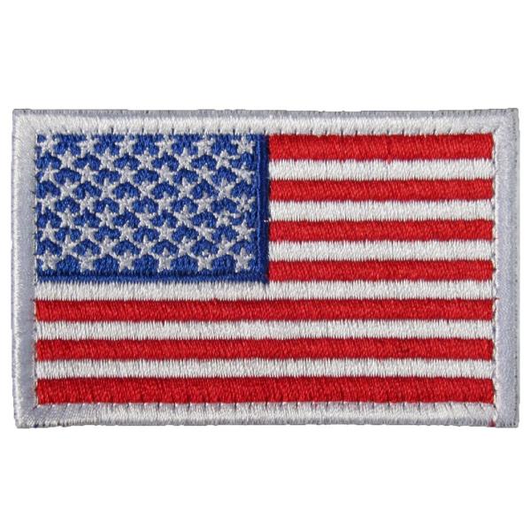 ベルクロワッペン 国旗 アメリカ 星条旗 白枠 左
