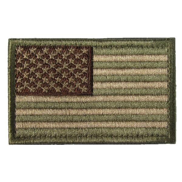 ベルクロワッペン 国旗 アメリカ 星条旗 泥緑 左