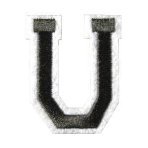 アイロンワッペン アルファベット U 黒｜h-p