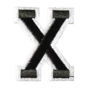 アイロンワッペン アルファベット X 黒
