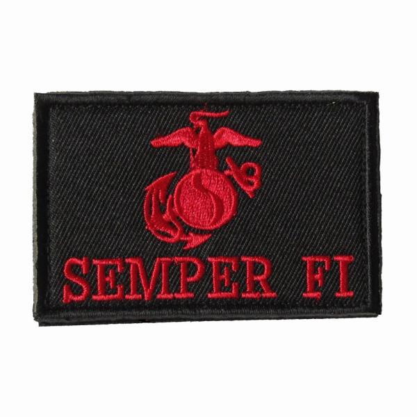 ベルクロワッペン アメリカ海兵隊 SEMPER FI 常に忠誠を 黒赤