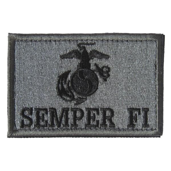 ベルクロワッペン アメリカ海兵隊 SEMPER FI 常に忠誠を 灰黒